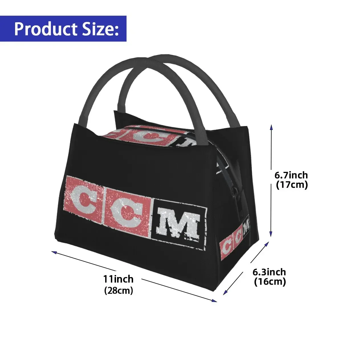 CCM Retro Ice Hockey Logo Lunch Bag Insulated Bento Box Portable Lunch Tote Picnic Bags Cooler Thermal Bag for Woman Girl Office