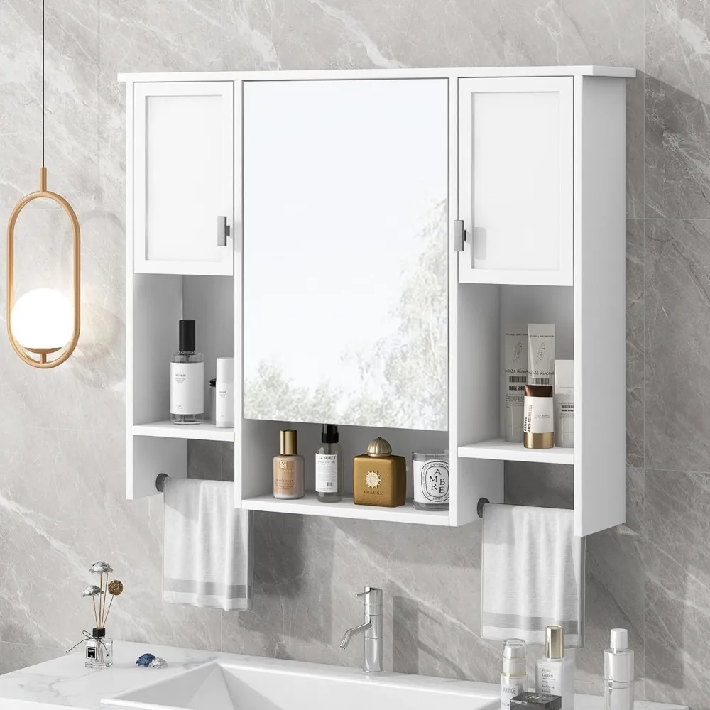 Mobile lavabo da bagno da 36" con armadietto dei medicinali abbinato, mobiletto moderno per lavabo sottopiano