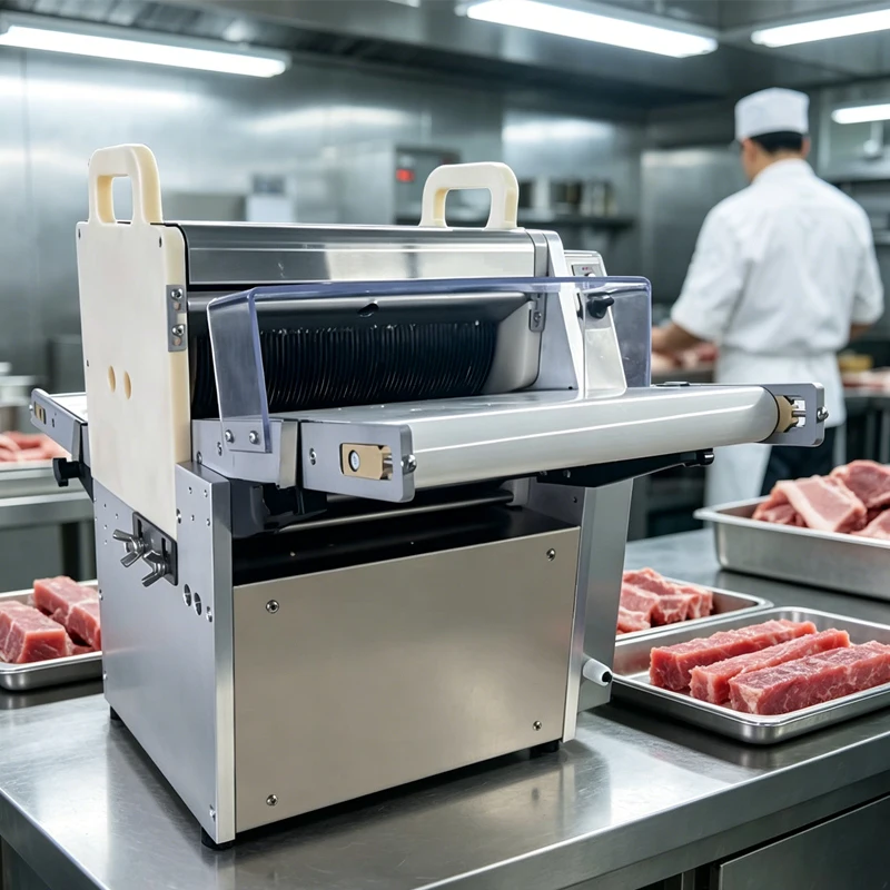 Commercial Fresh Meat Cutter 500Kg/H Capacity Slicing Machine 4-20mm Kitchen Appliance for Food Vegetable Cutting