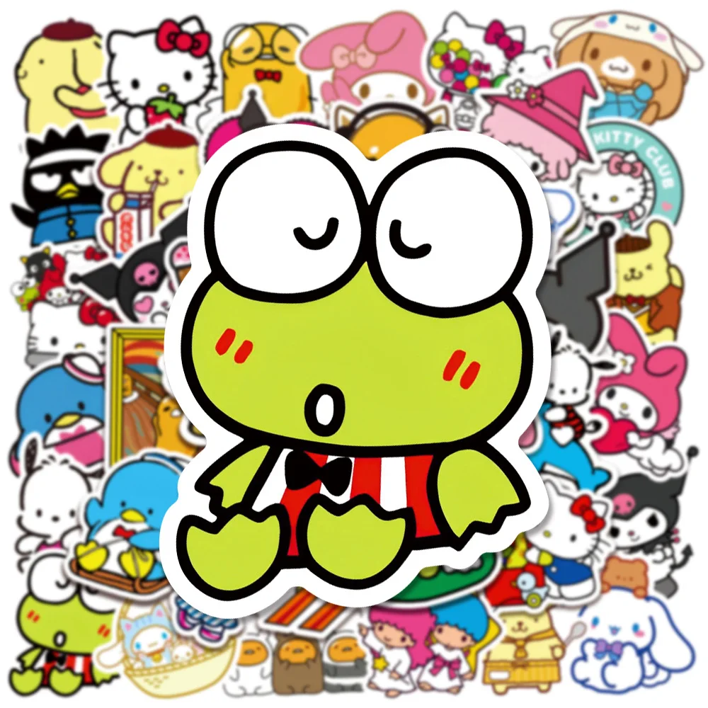 50/100Pcs Sanrio Cartoon Kawaii Kuromi My Melody Stickers for Scrapbooking Laptop Suitcase Waterproof Sticker Decal Kid Toy