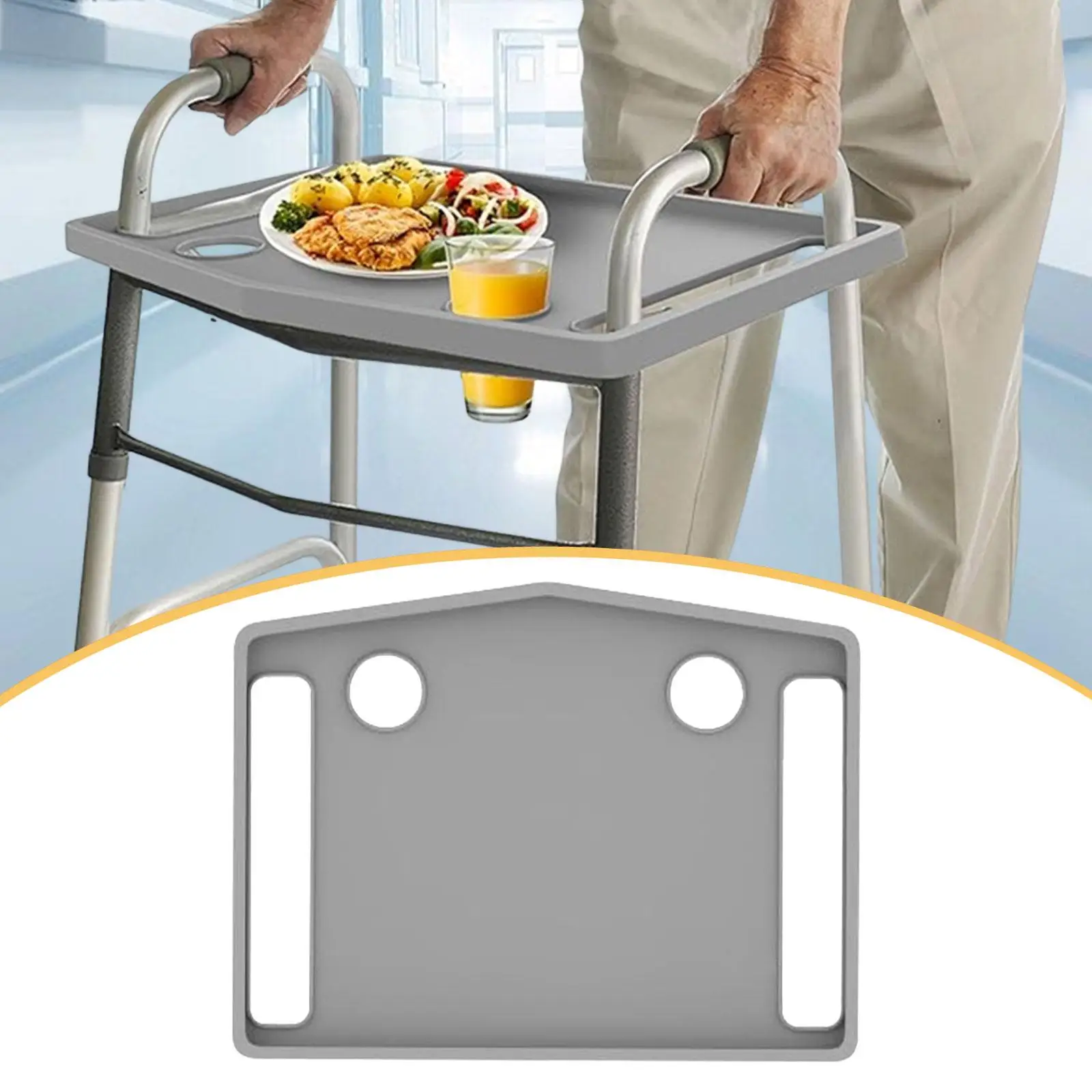 Lightweight Walker Food Tray with Spill Proof Edges Reading Table Accessory for Elderly for Walking Support