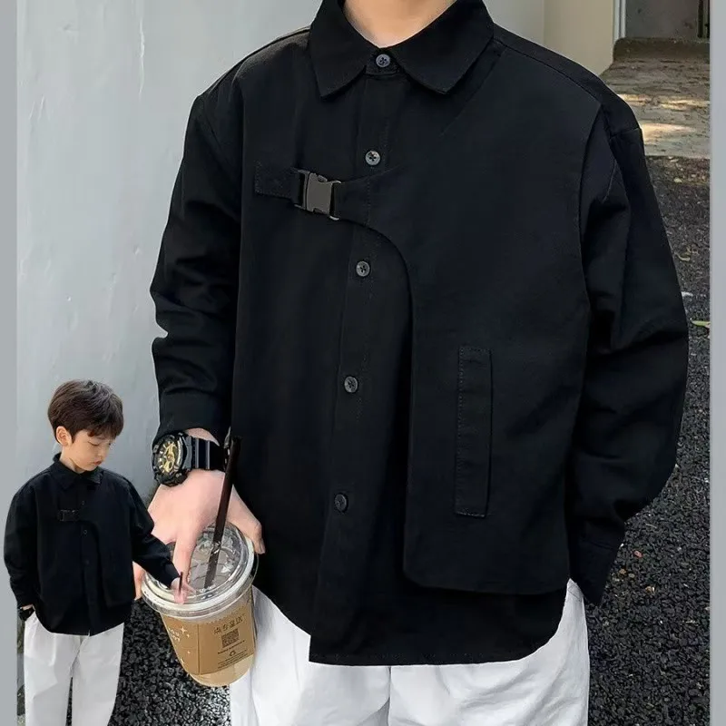 Boys Baby's Kids Blouse Jacket Outwear 2025 Black Spring Autumn Shirts Cotton Gift Plus Size Children's Clothing