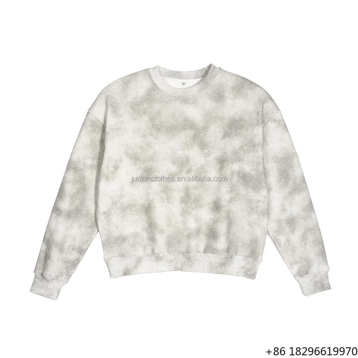 Factory Direct Sale Men's Fleece T-shirt Boxy Cropped Vintage Tie-Dye Style Oversized Design Thickened and Warm Sweatshirt