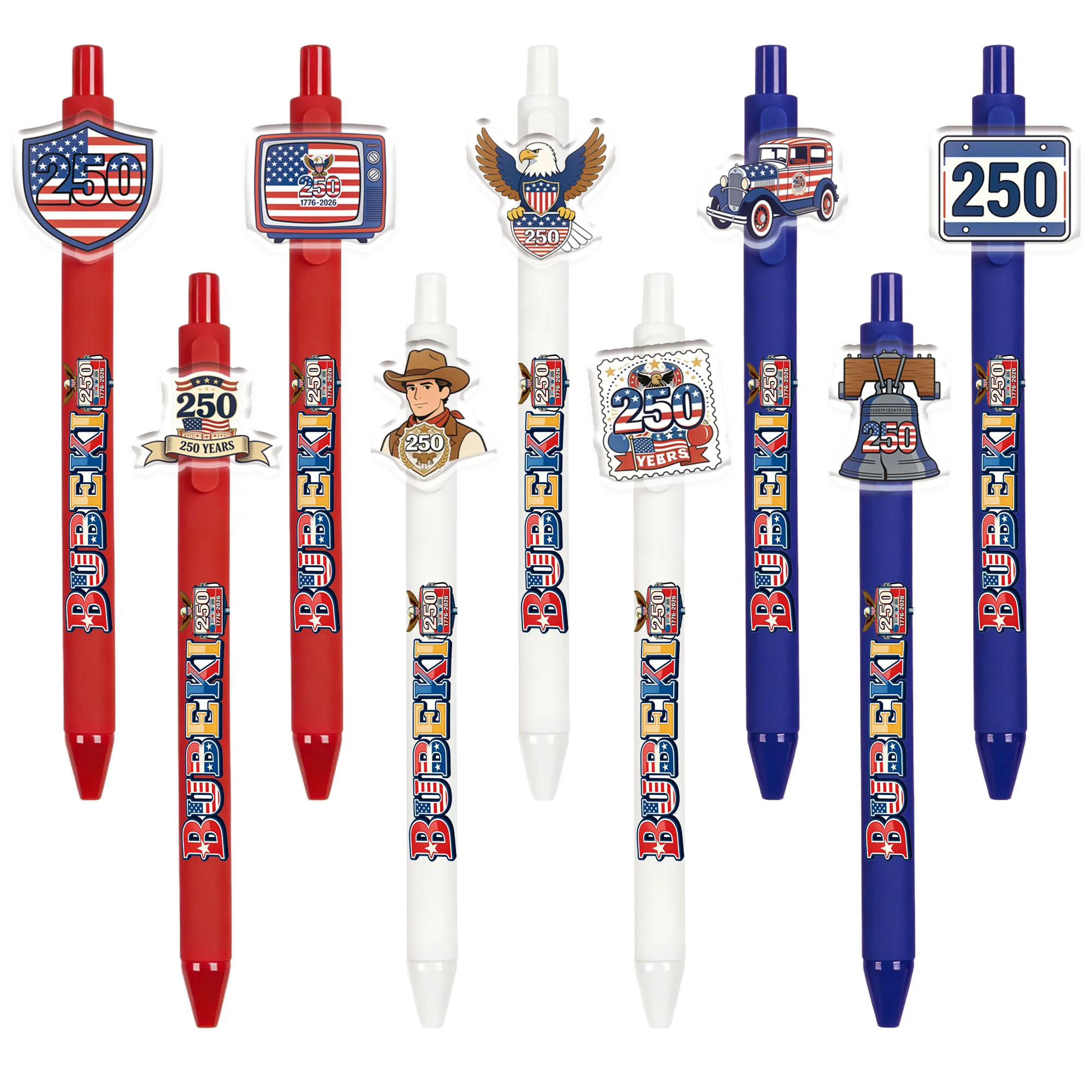 

Набор из 9/18 шариковых ручек с памятным узором к 250-летию, красные, белые, синие, памятные шариковые ручки