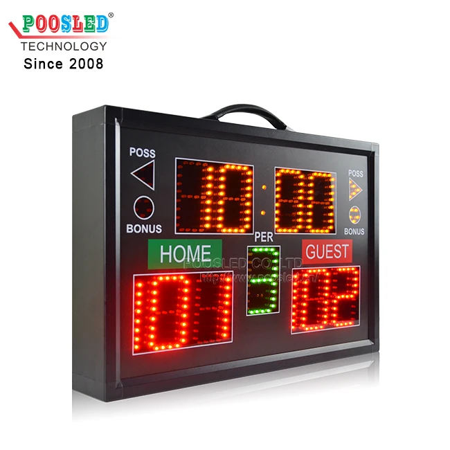 Przenośna tablica wyników, cyfrowa elektroniczna tablica wyników do koszykówki, tablica wyników LED do koszykówki z licznikiem czasu na rzut.