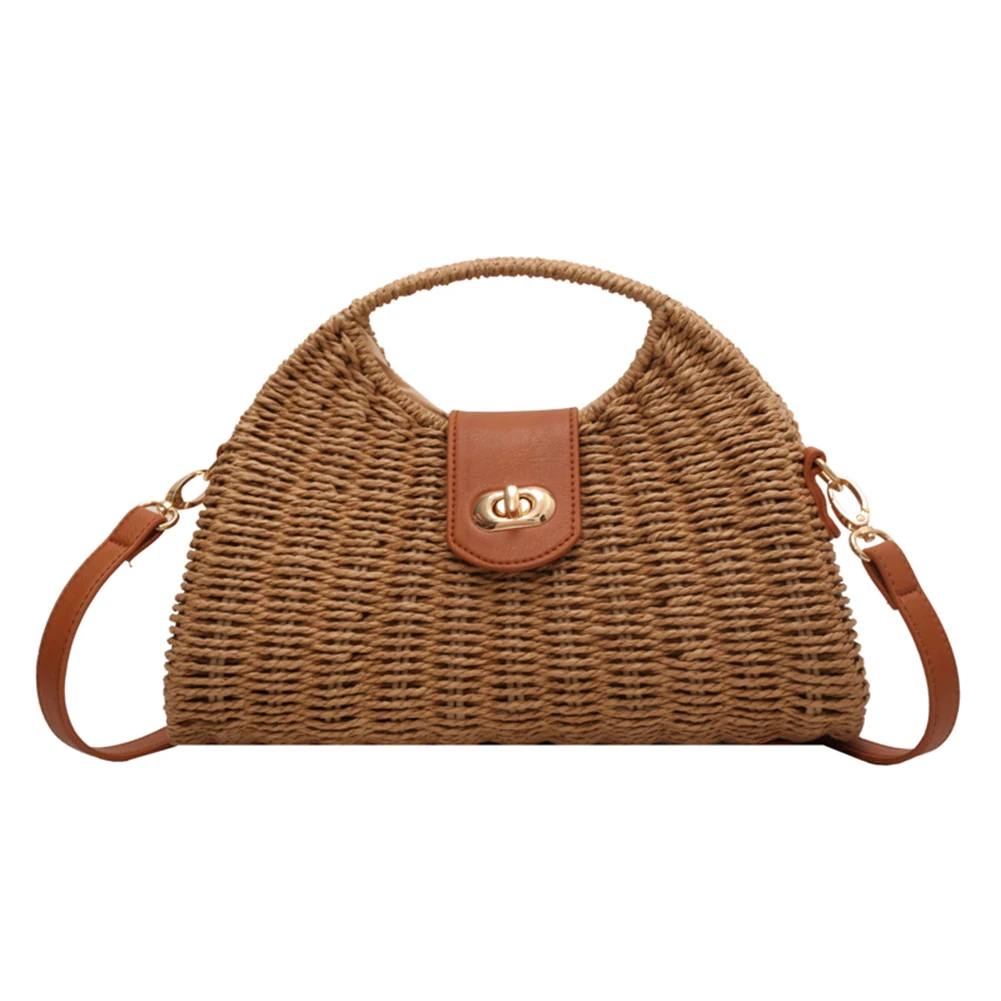 

Women Crossbody Bags Summer Woven Shell Female Holiday Tote Bag Handmade Fashion Casual Simple Elegant Lady Straw Bag