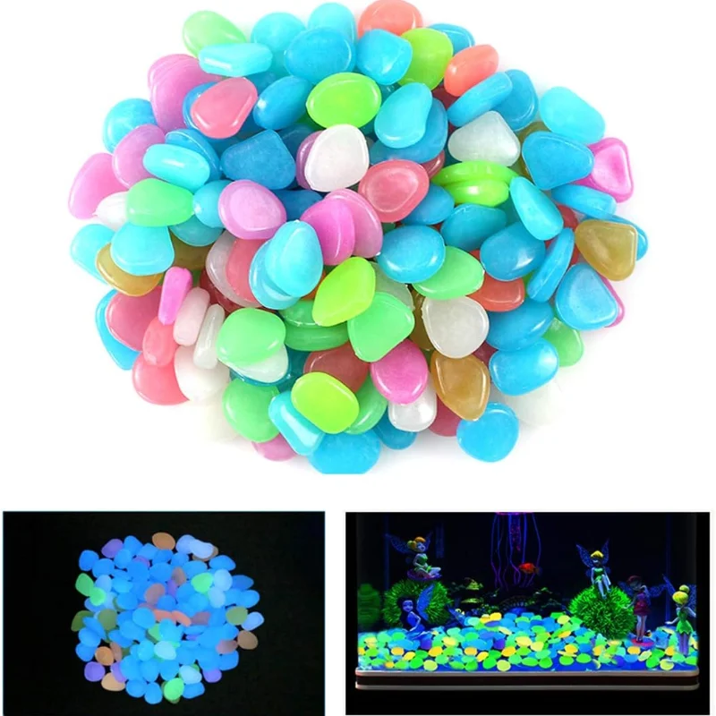 New Luminous Stones Glow in The Dark Pebbles Stones Fluorescent Rocks for Fish Tank Aquarium Aquatic Landscape Home Decor 1cm