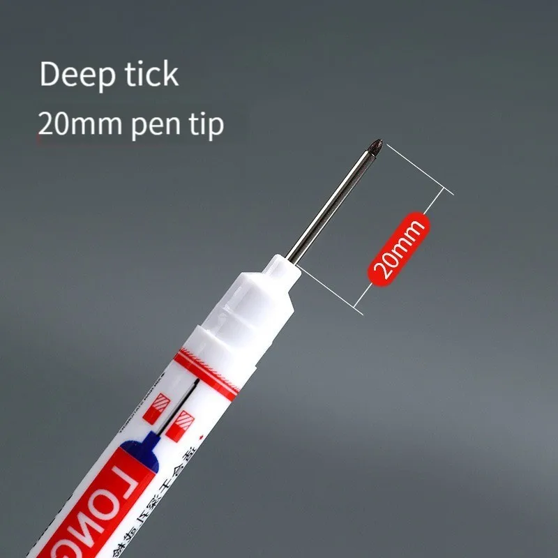3Pcs/set White Long Head Markers Deep Hole Marker Pen Carpenter Pencil Bathroom Woodworking Decor Marking Pen Tool 20/30mm