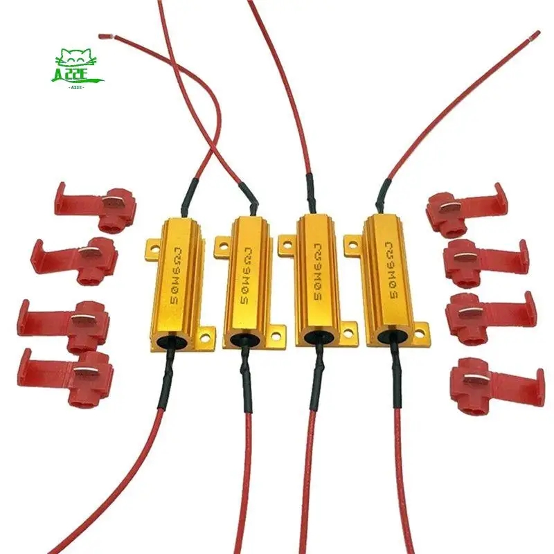 A22E-4Pcs LED Indicator Ballast Load Resistor Flash Rate Relay Turn Signal Bulbs 50W 6 Ohm Load Resistor
