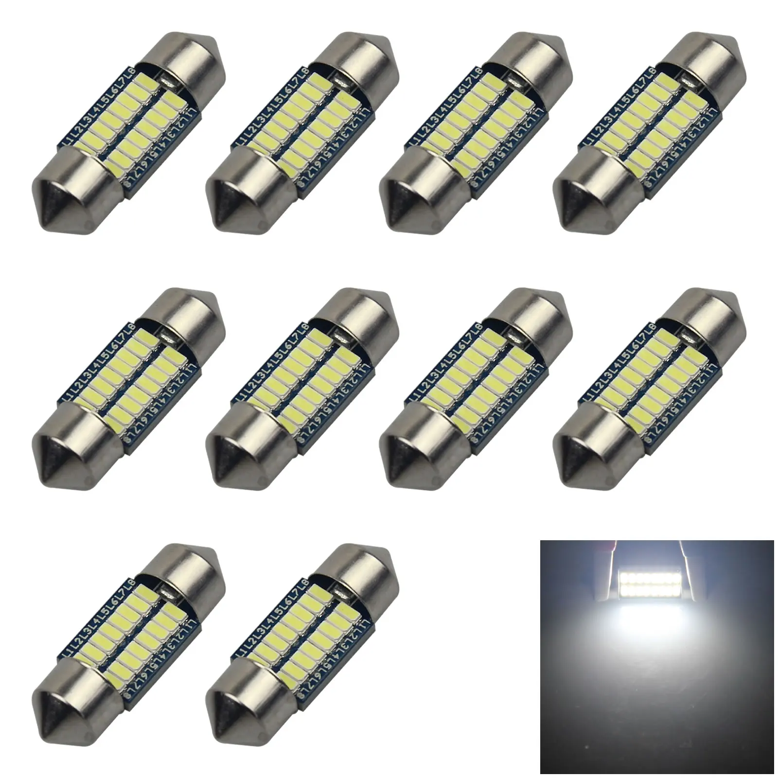 10x White Car 31MM Festoon Light marker Blub Error Free 16 3014 SMD LED 30922 Z2878