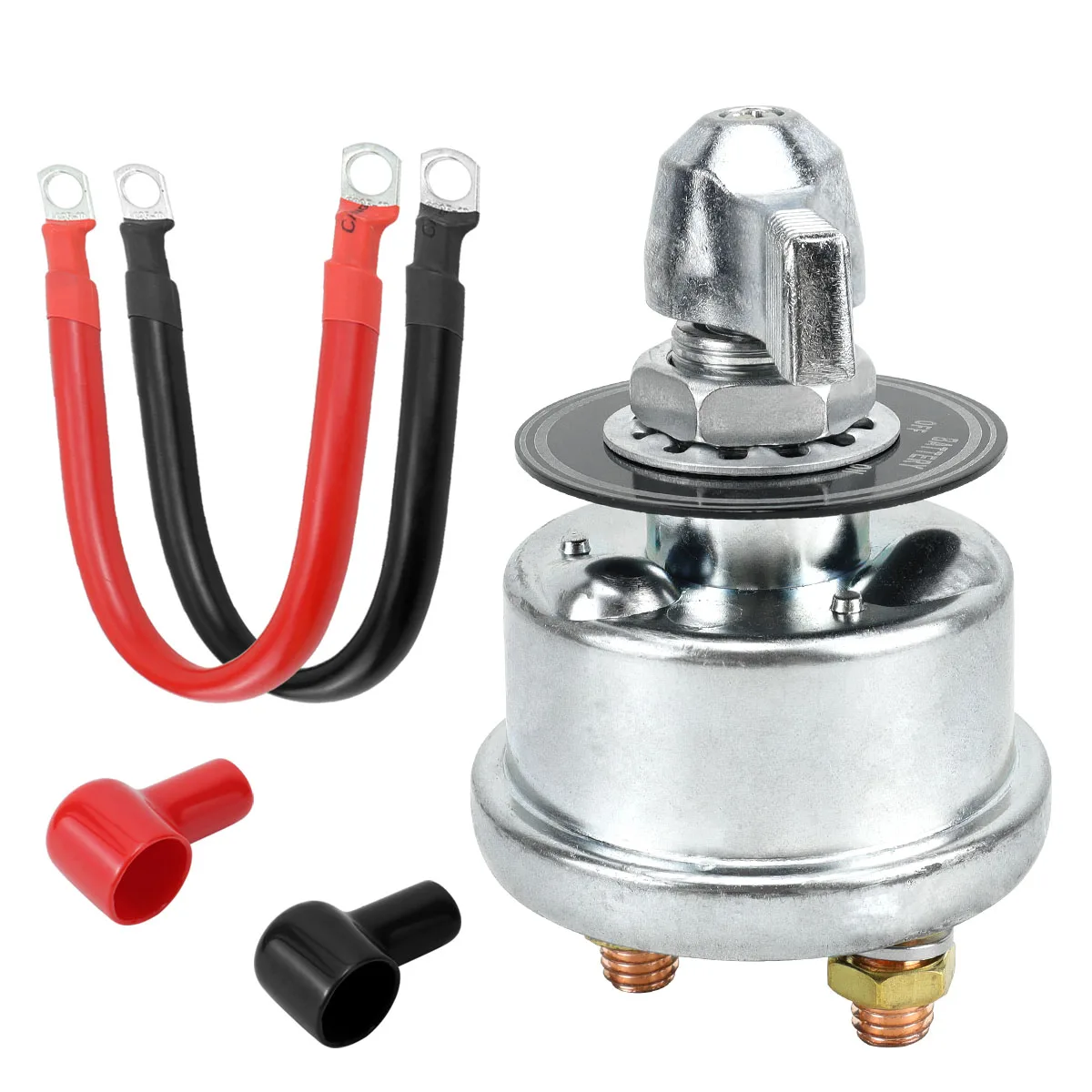 12-48V 200A power-off switch with 4AWG red and black power cord, suitable for cars, RVs, yachts, etc