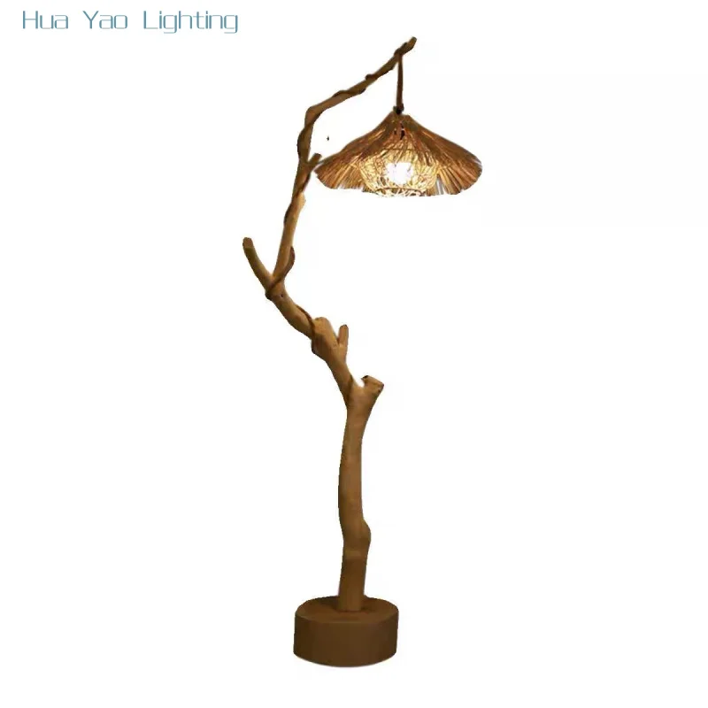 Wooden branches, branches, and twigs, floor lamps, silent wind rattan woven lamps, new Chinese style