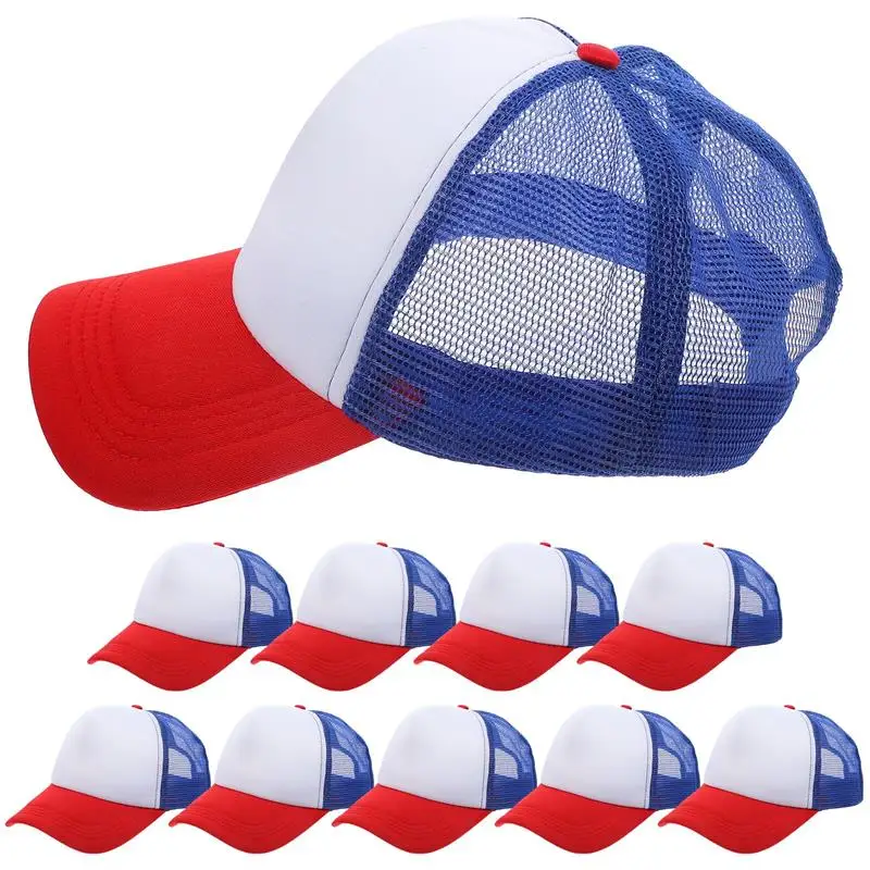 10 Pcs Sublimated Baseball Cap Has Summer Sun Caps DIY Blank Mesh Truck Hat Sublimation Sponge Heat Transfer Baseball Hat