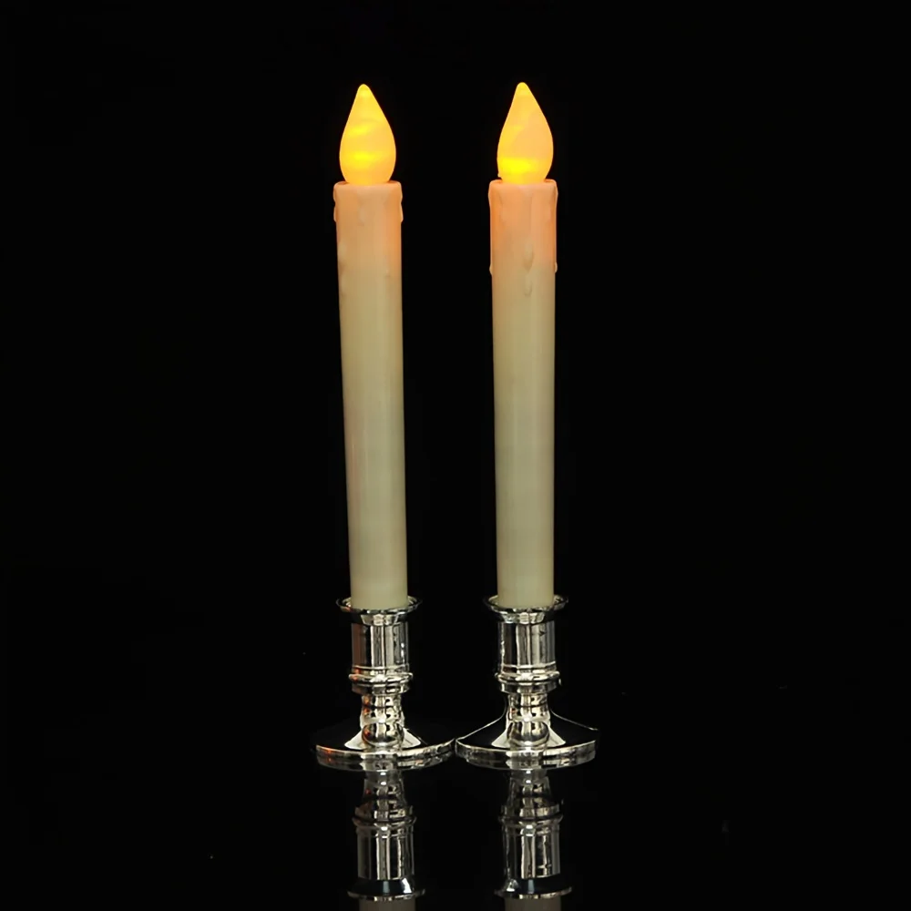 2PCS / SET LED Taper Candles Battery Operated Flickering Flameless Candles Smokeless  Candles light for for Christmas, Wedding,