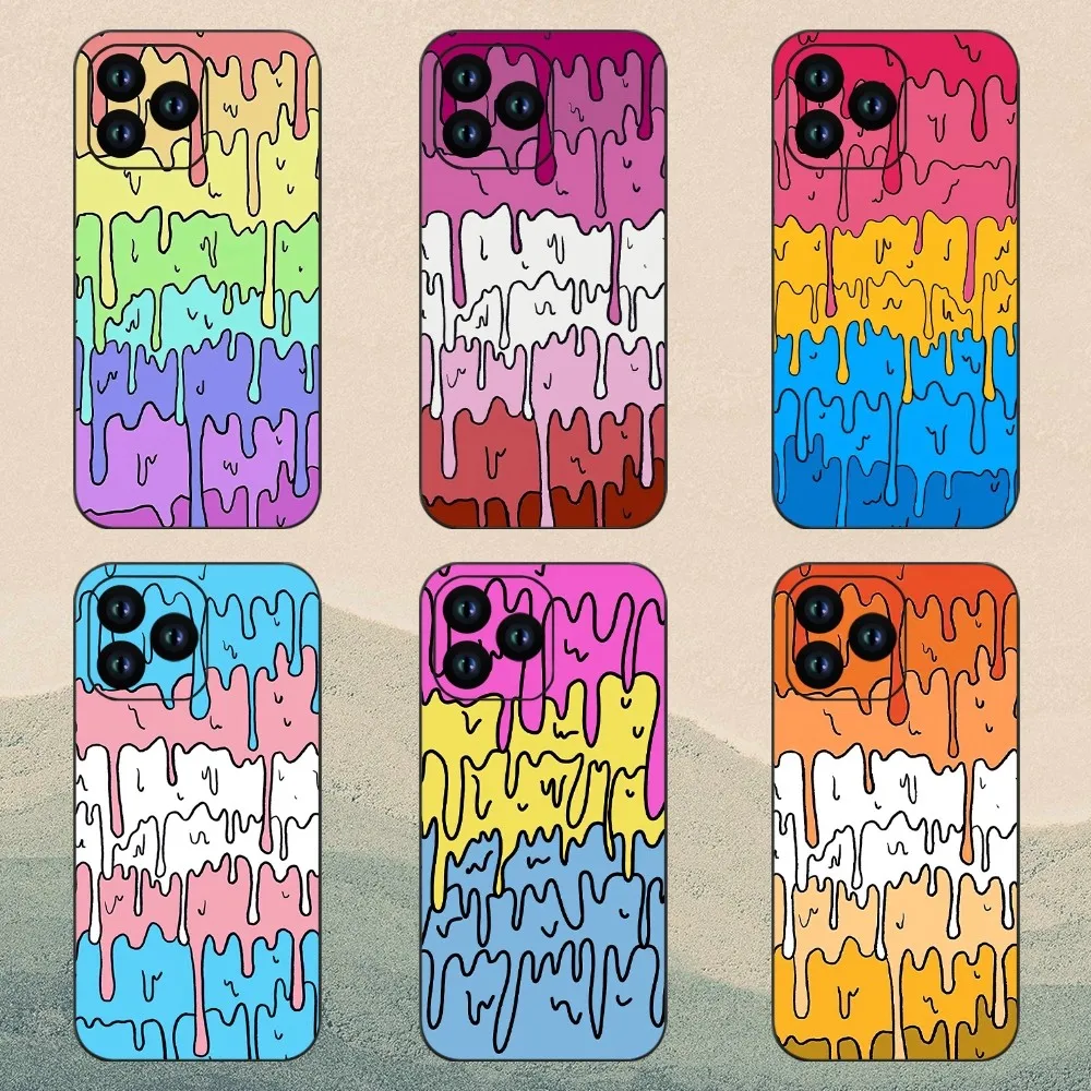 Pastel Kawaii Melting Trans Phone Case For iPhone 11 12 13 14 15 Mini Pro XS Max X S Plus XR Shell