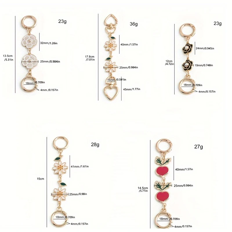1PC 6 kinds of flower-shaped metal wallet decoration chain extenders DIY bag transformation chain replacement accessories