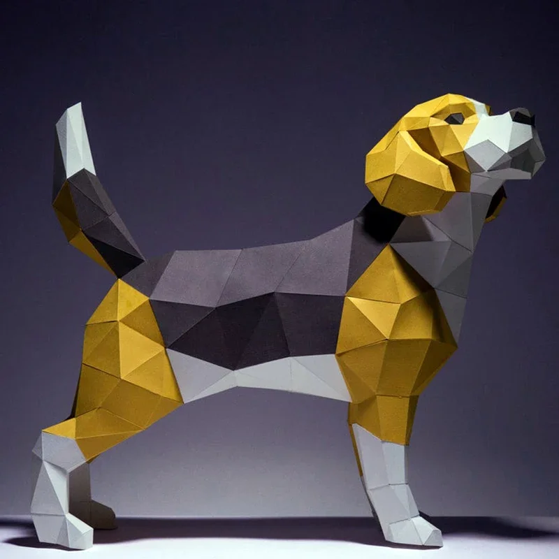 Modello di carta 3D fatto a mano 42cm Beagle cane fai da te Papercraft decorazioni per la casa scrivania decorazione puzzle educativi fai da te giocattoli per bambini regalo 1817