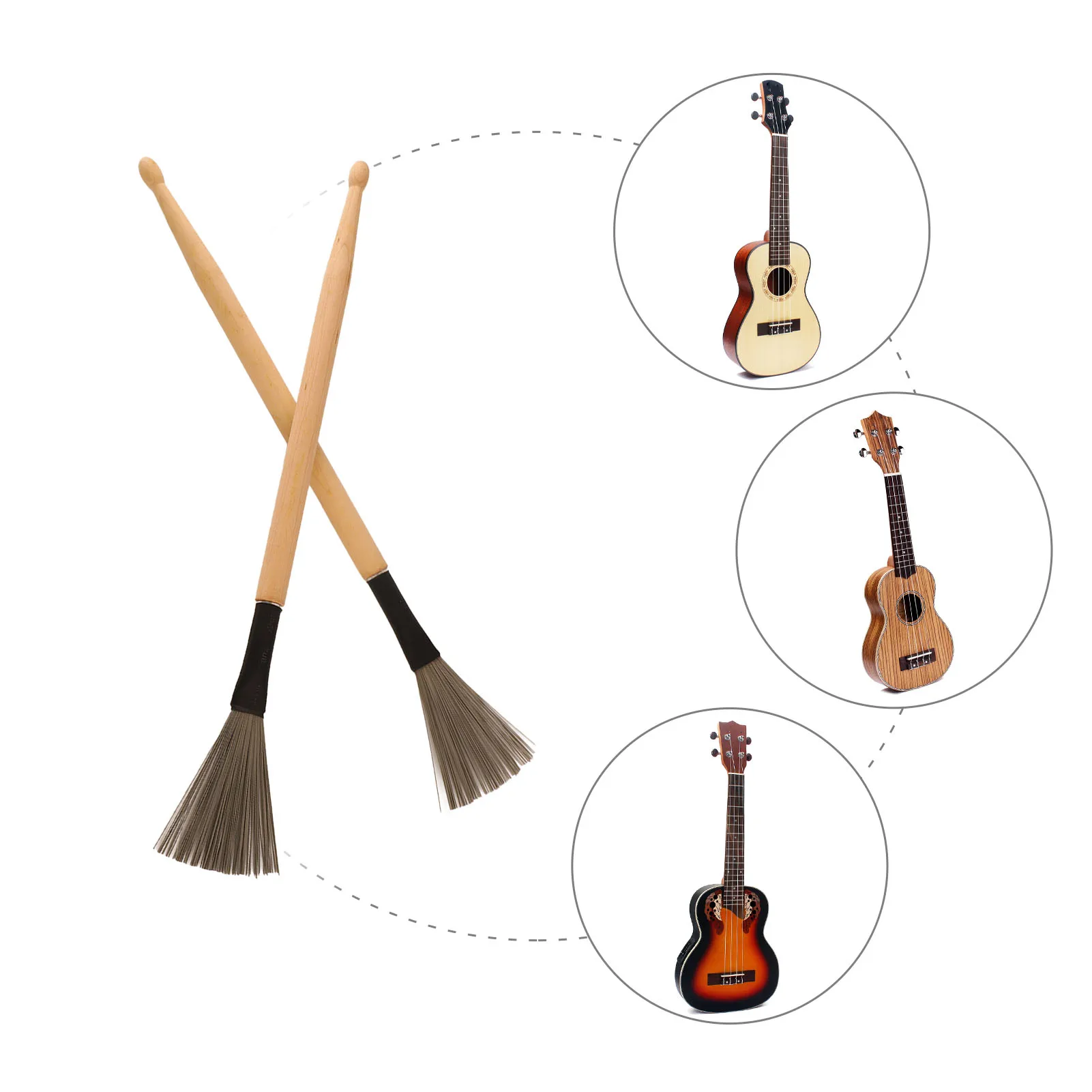 2Pcs Drum Stick Brush Wood Retractable Wire Combination Musical Instrument Accessories