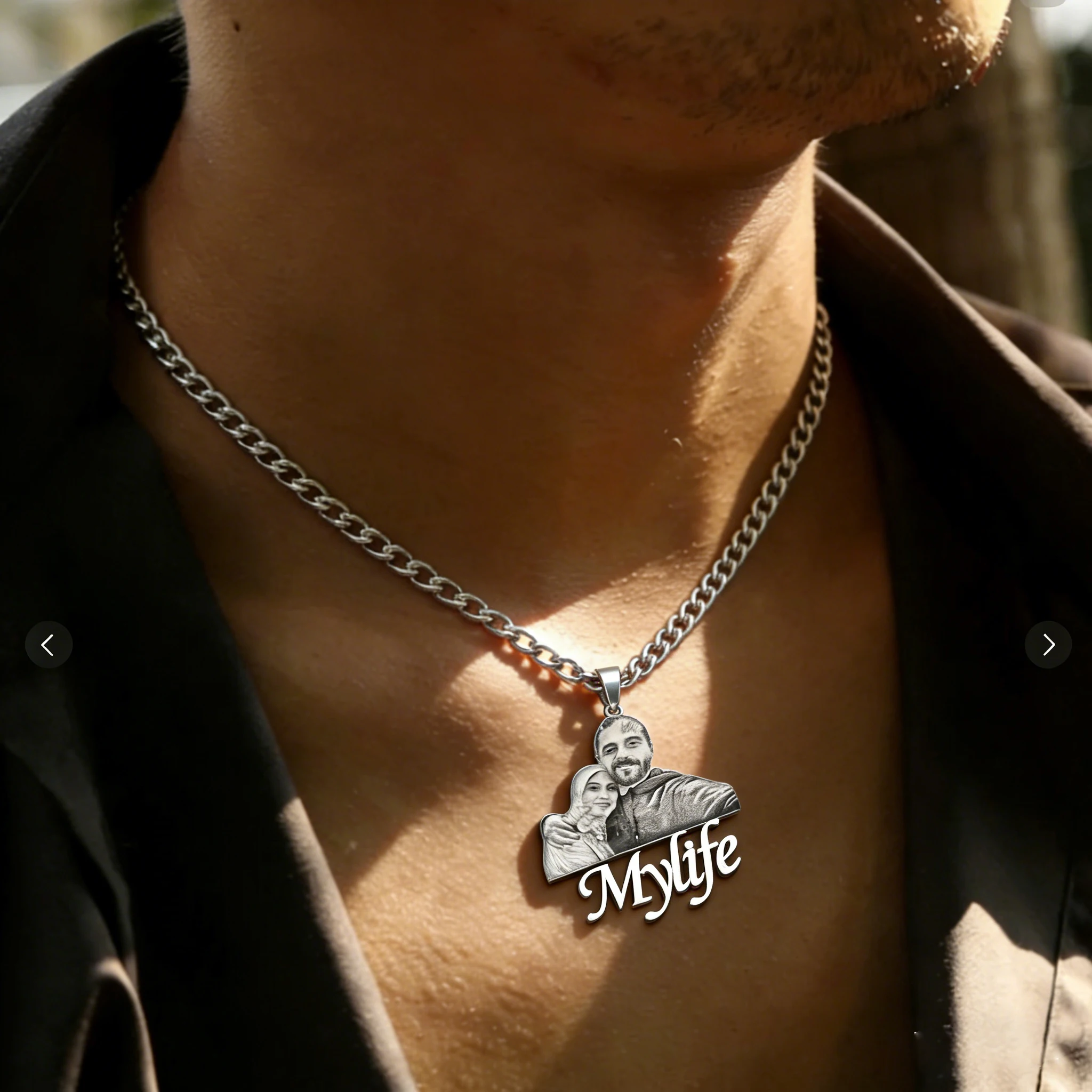 

Custom photo engraved portrait necklace stainless steel pendant personalized with your picture meaningful jewelry for family