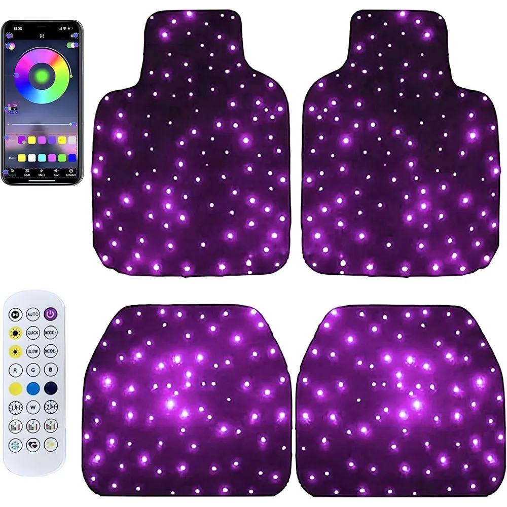 

Универсальные светодиодные автомобильные коврики — водонепроницаемые, моющиеся, всепогодные черные ковры, с управлением через приложение