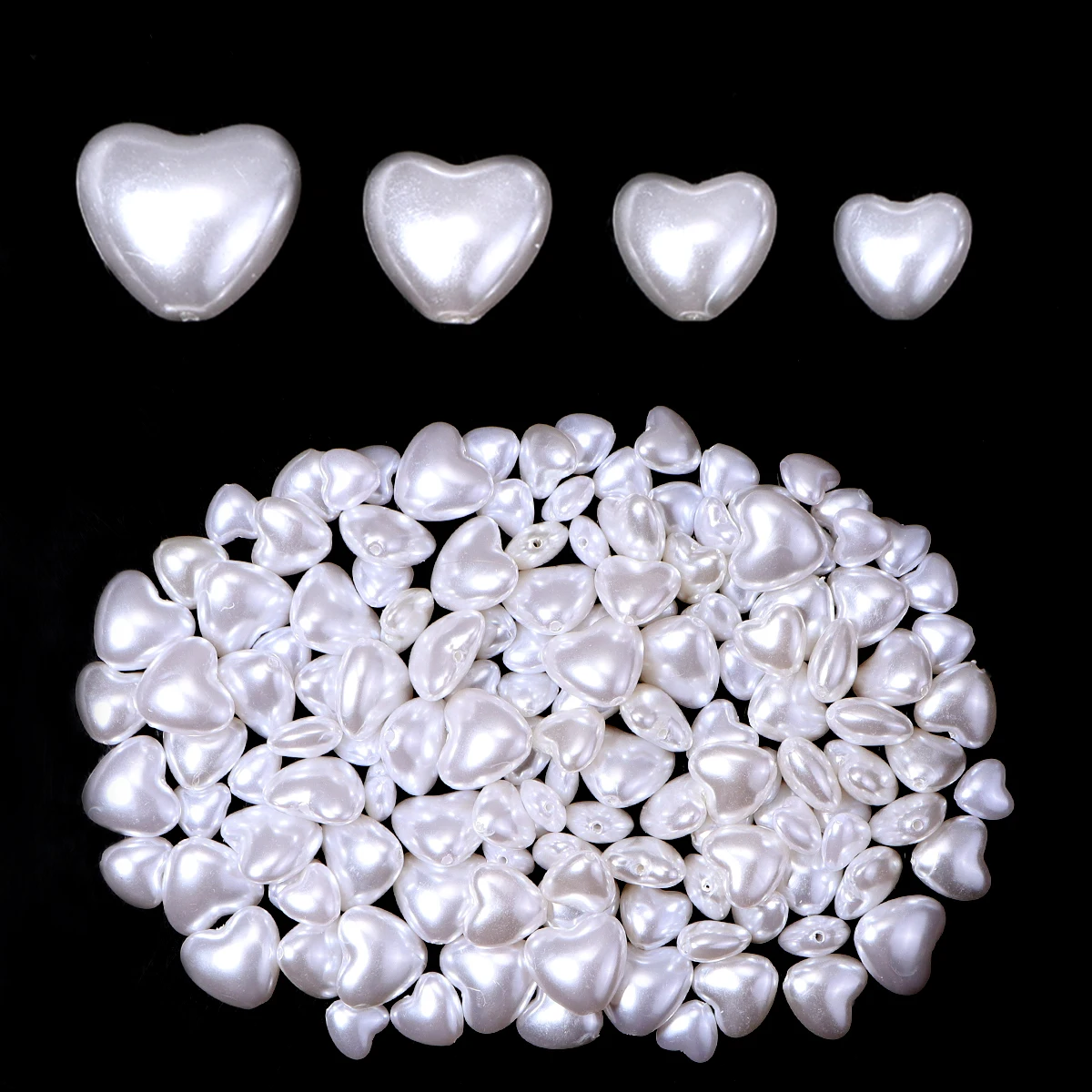 30-50 Stück/Lot Liebesherz ABS Imitationsperlen Weiße lose Abstandshalterperlen für Schmuckherstellung DIY Armband Halskette Zubehör