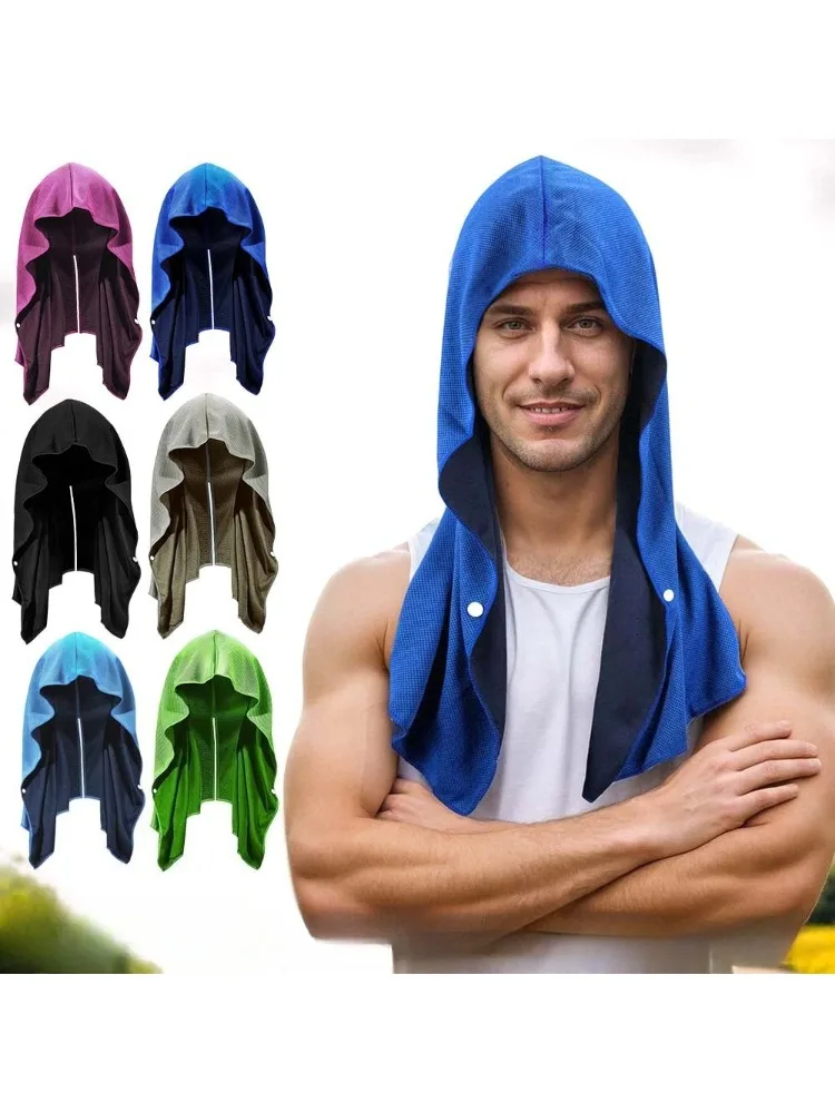 AliExpress NONE 1pc Cooling Hoodie Towel Cooling Towels Quick Drying Absorbent Towels for Neck and Face Protection Sport Workout Camping Cycling