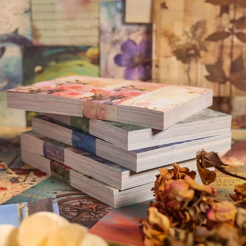 Mr. paper-装飾的なスクラップブック、花、日没、カード、メッセージの背景、フォトフレーム、100枚/本