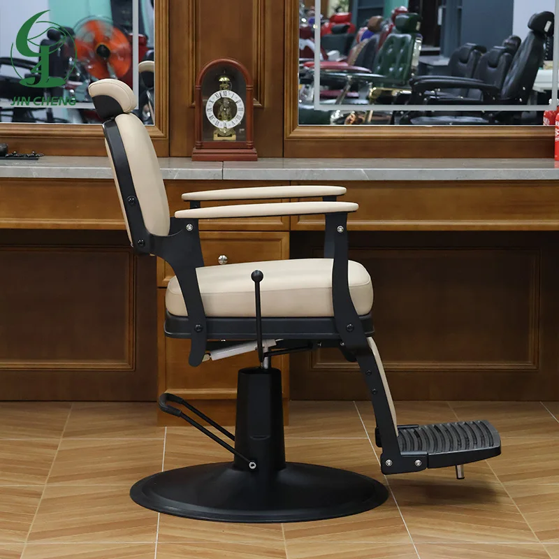 Jincheng Salon PU Leather Barber Chair Durable Portable Foldable 360-degree Rotation Height Adjustable Barbershop