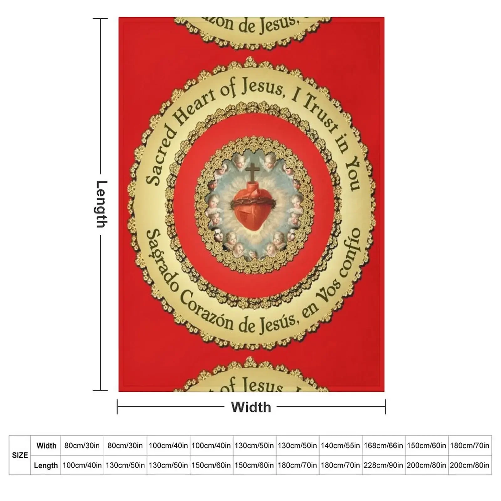 Sacred Heart of Jesus Spanish Sagrado Corazon Detente Catholic Prayer Bi-lingual 210 Throw Blanket