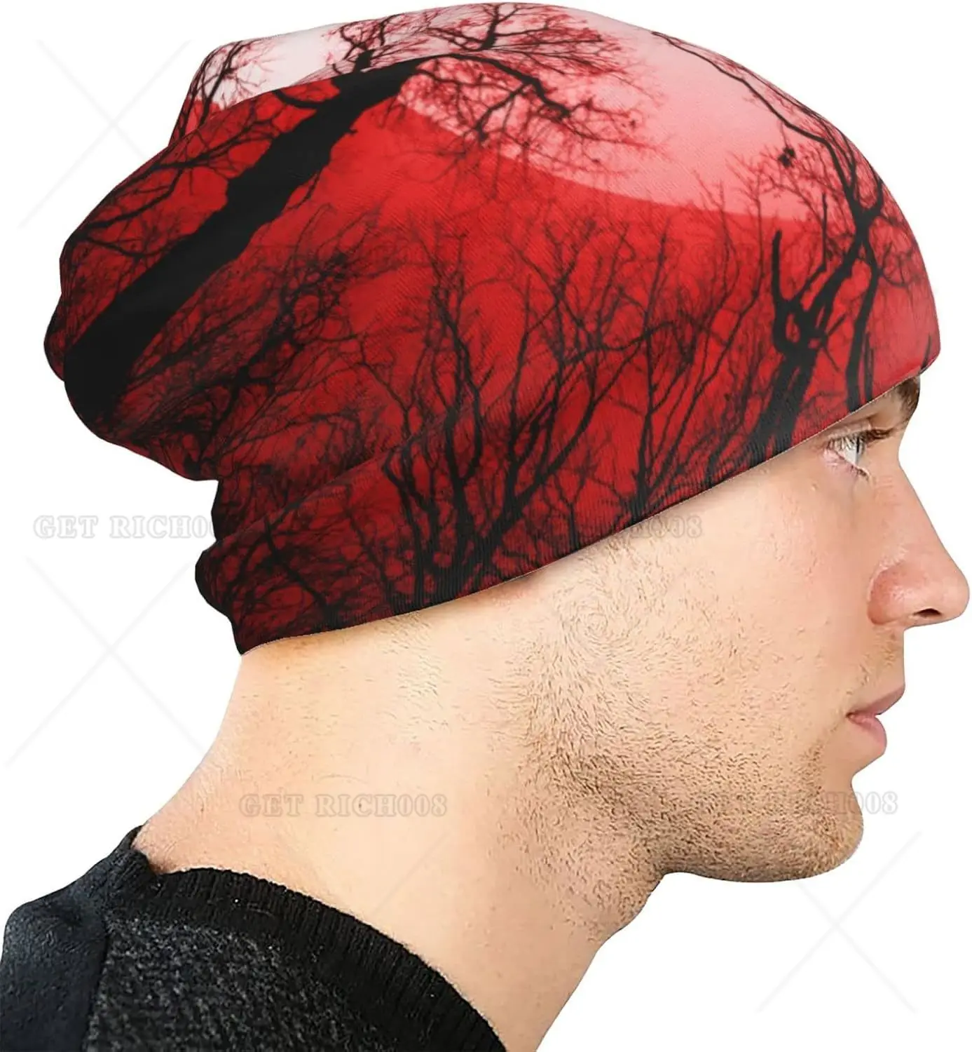 Blood Moon Gothic Halloween Unisex Casual Scarf Bandana Loose Hat Stretch Headwear Beanie Hat Print One Size