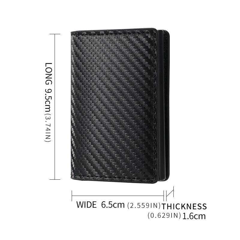 Carbon Fiber Credit Card Holder Wallet Men Rfid Smart Meral Thin Slim Pop Up Minimalist Wallet Small Black Purse Metal Wallet