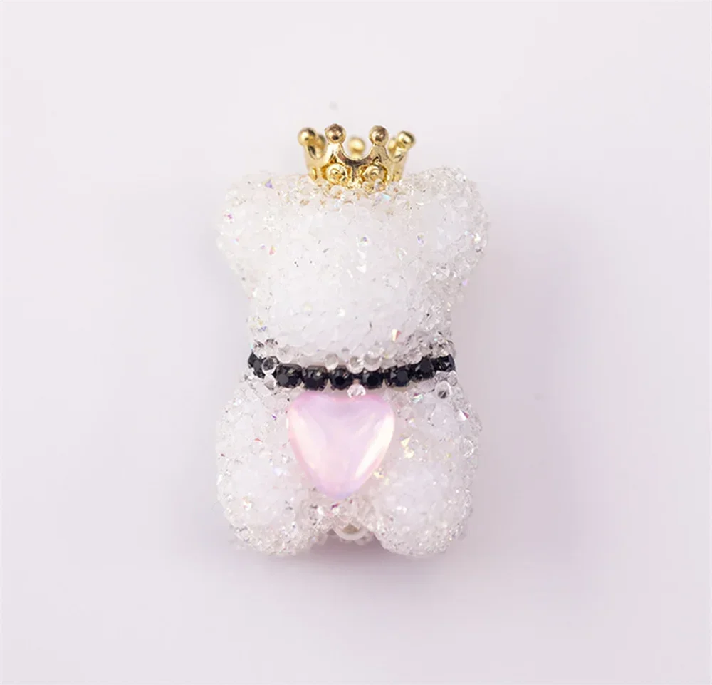 ST25 3D Cartoon Straight Hole Sugar Bear Beads Mobile Phone Chain Pen Beads Jewelry Accessories Harajuku Animal Beads Wholesale