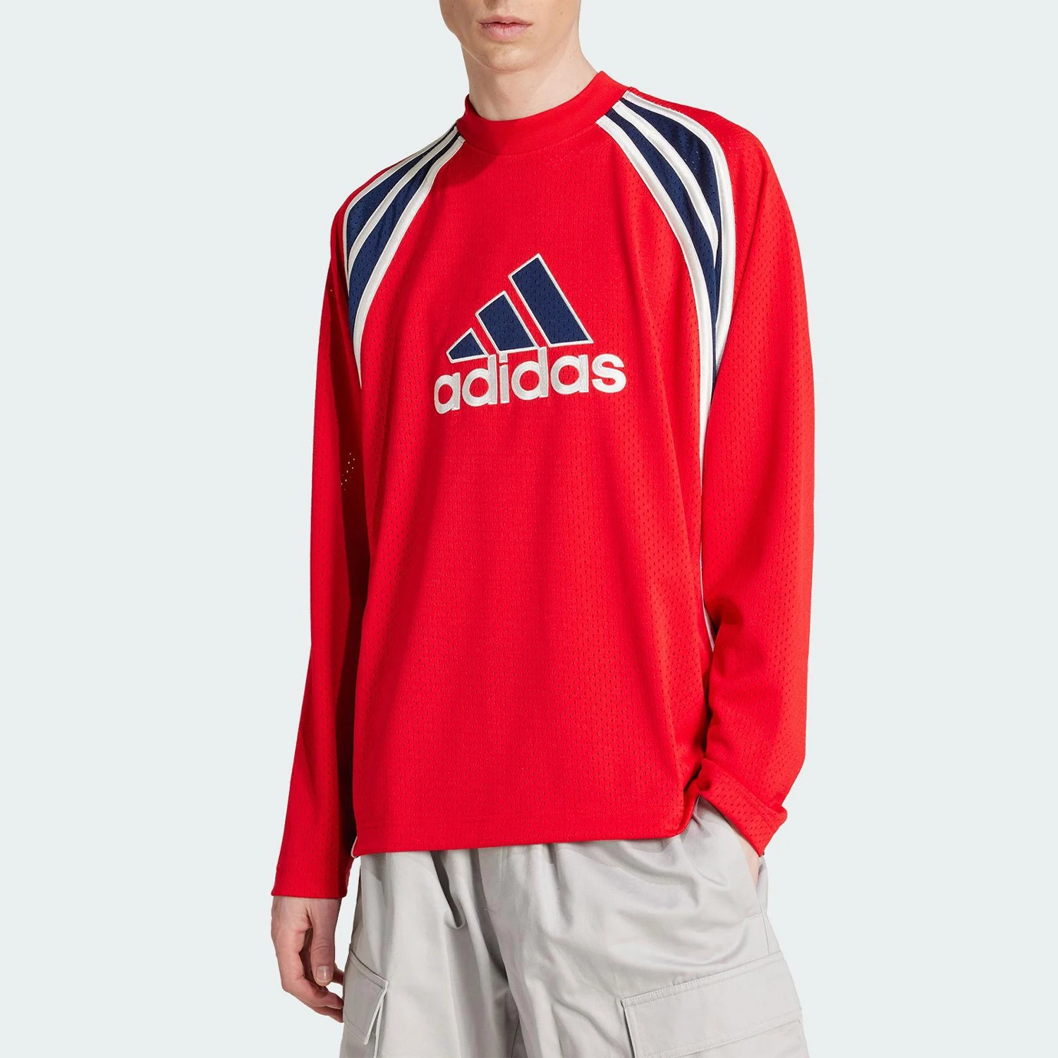 

Официальная мужская тренировочная свободная сетчатая футболка Adidas Genuine 2025 с круглым вырезом JD5376