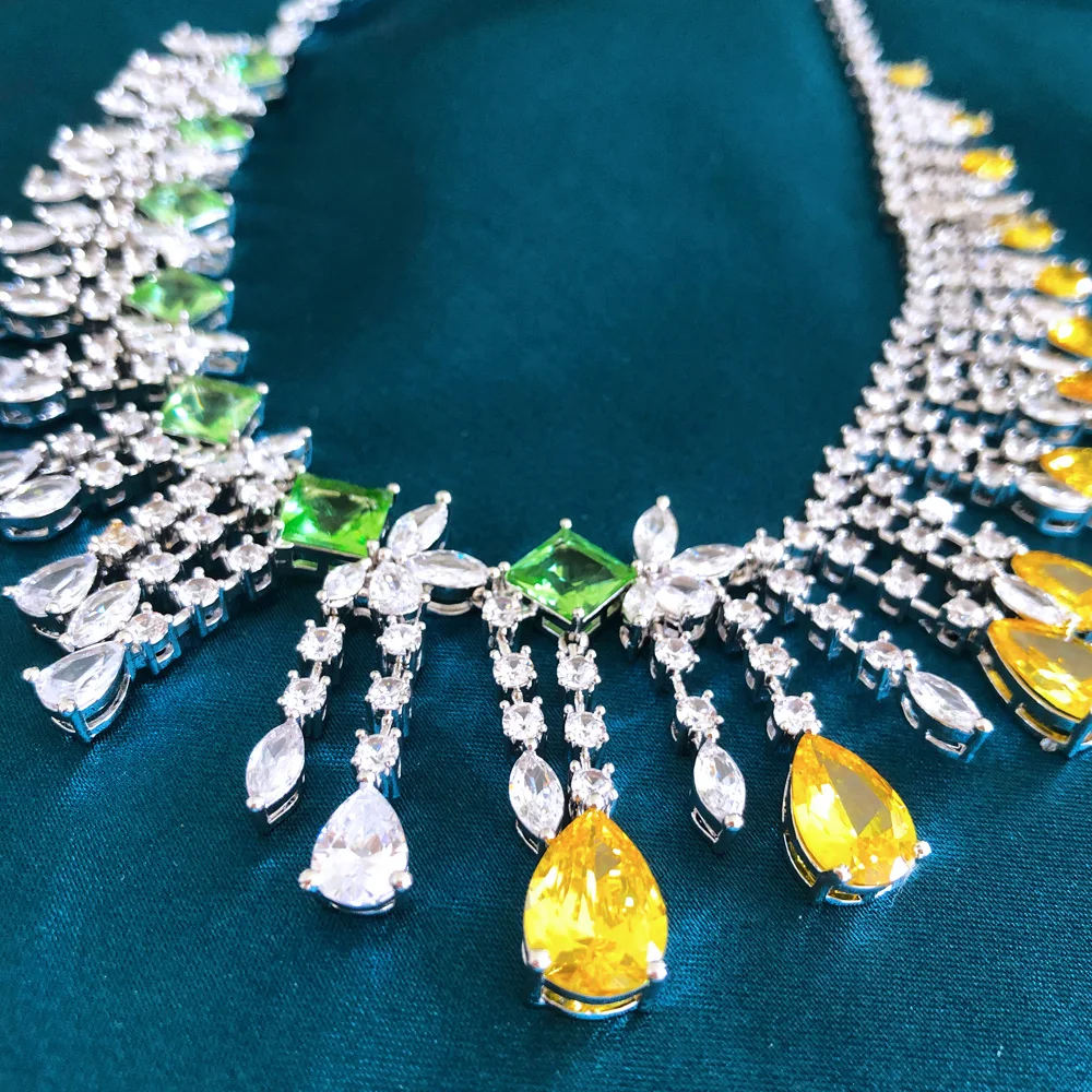 missvikki Original Women Wedding Russia Shiny Charm Bridal Party Jewelry Sets Luxury Necklace Bangle Earrings Ring Jewelry Sets