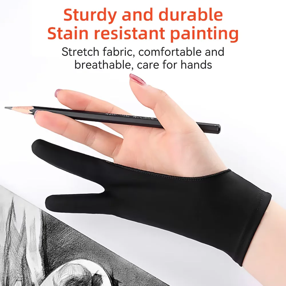 Anti-touch Two-Finger Hand Painting Gloves For iPad Xiaomi Samsung Palm Rejection Artist Glove Touchscreen Stylus Pen Supplies view 6