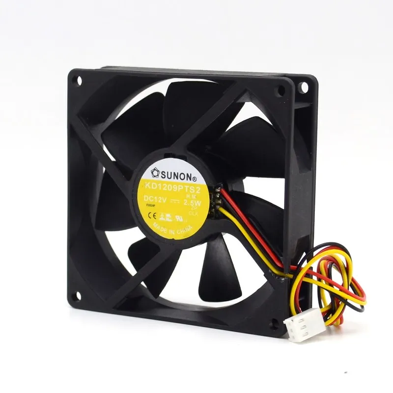 For SUNON New 9225 KD1209PTS2 DC12V 2.5W three wire speed cooling fan 90mm 92*92*25mm