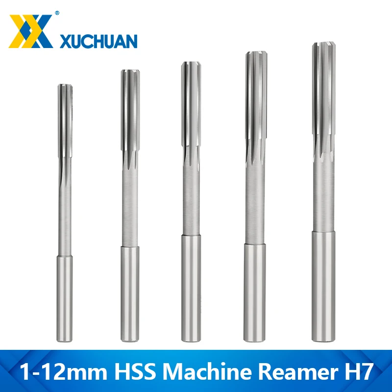 

1PC HSS Reamer Chucking Machining Tool Straight Flute H7 Shank Diameter 1mm-12mm for Metal Steel Hole Drill