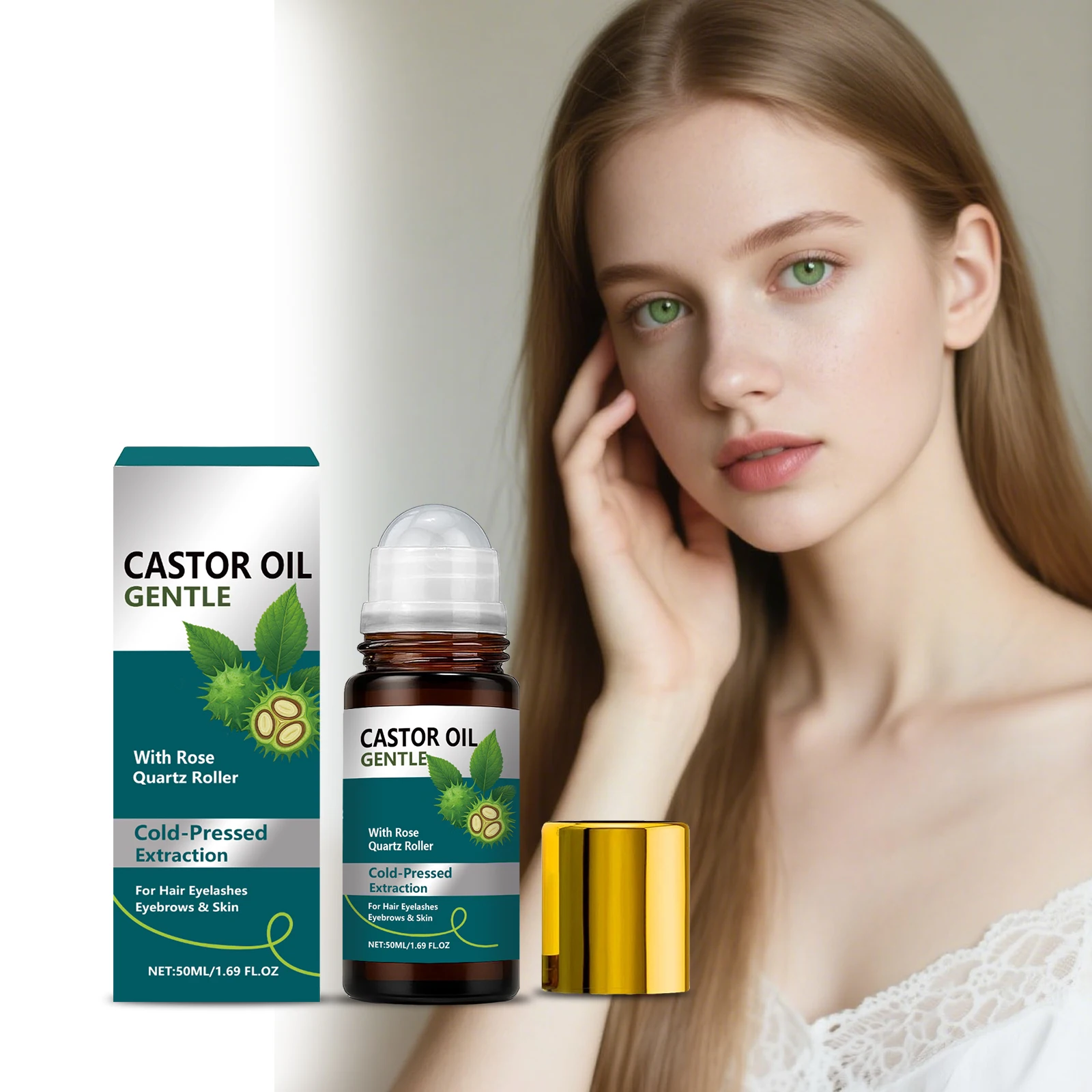 Natural Castor Oil for Hair Growth Products Smooth Skin Barrier Repair Deep Hydration Cold-Pressed Grow Eyelashes and Eyebrows