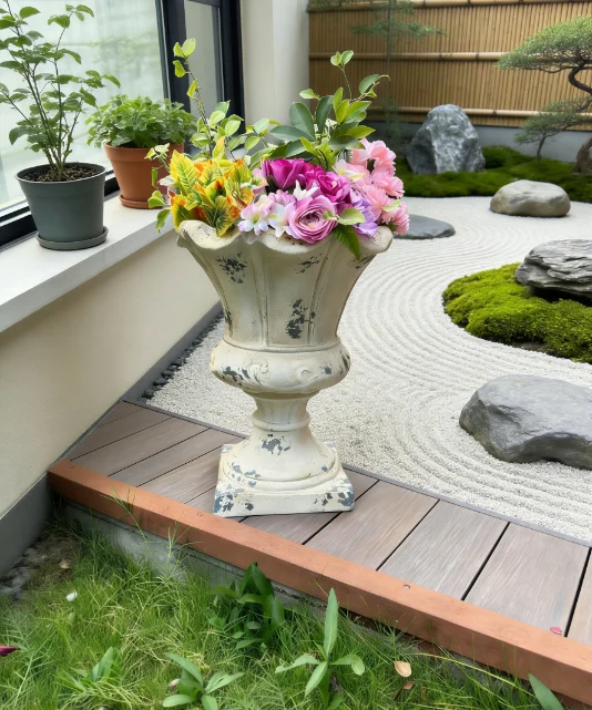 MGO Garden Planter, Garden decoration and planting,Color Antique White, Side 16.33