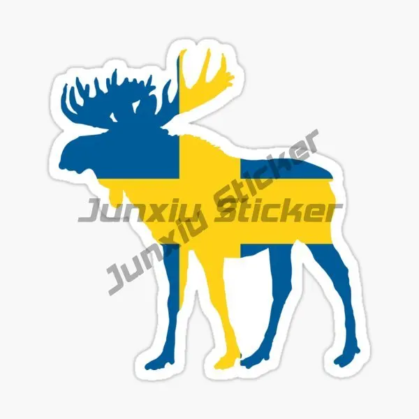 Sweden S Flag Map Car Stickers Emblem Deer Creative Laptop Accessories Camper Van Bicycle Car Window PVC Decal