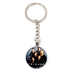 Newest Friends TV Show Pendant Keychain Character Cartoon Fun Pattern 25mm Glass Cabochon Key Ring Keyholder Good Friend Gift