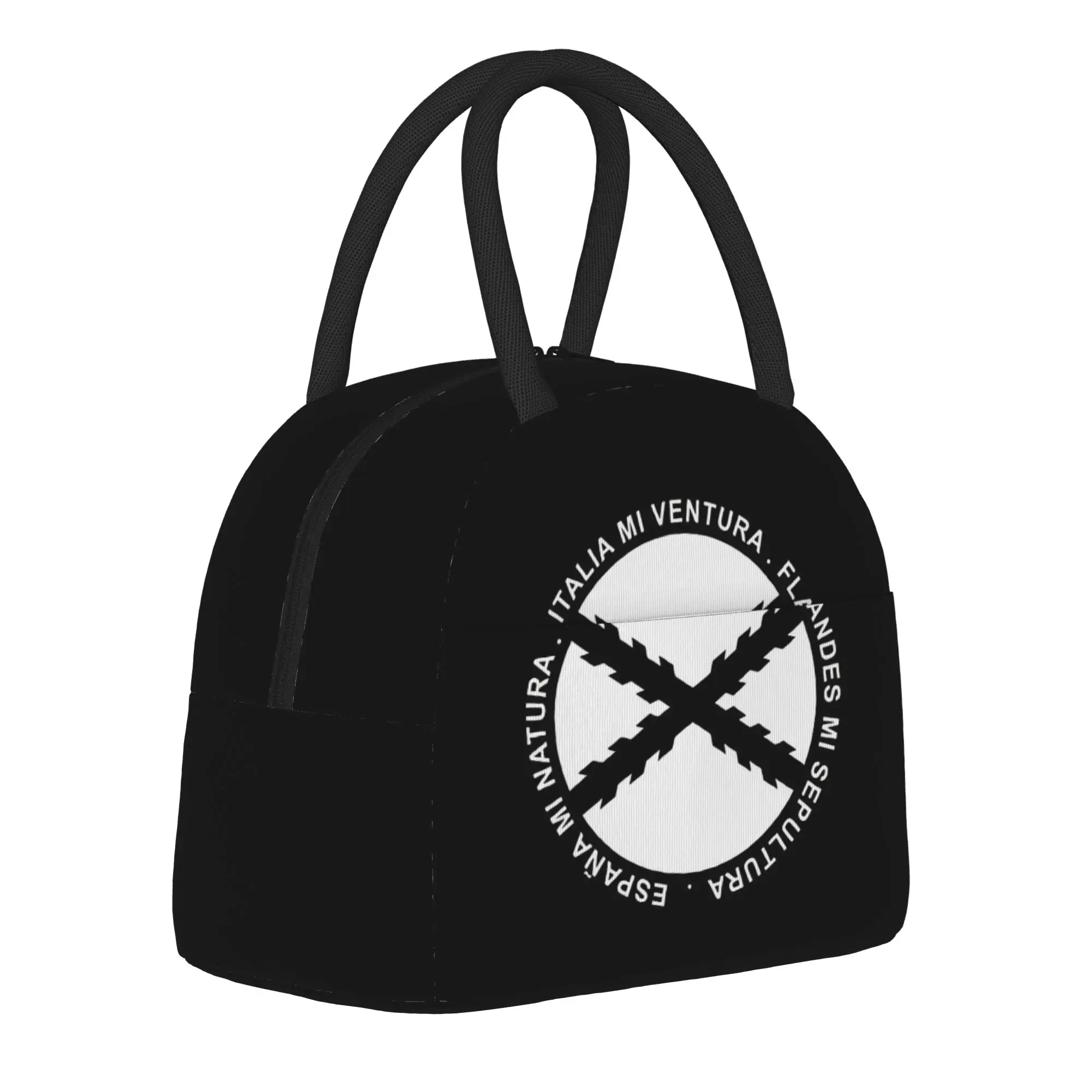 Motto of the Spanish Burgundy cross Insulated Lunch Bag Thermal Bag Reusable,Lunch Container  Large Tote Lunch Box Food Handbags