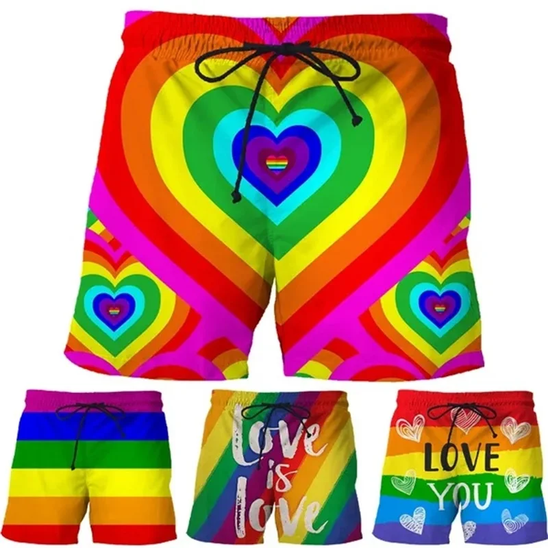 

Модные новые мужские забавные шорты ЛГБТ с 3D принтом, летние повседневные пляжные шорты, индивидуальные плавки в стиле хип-хоп для мужчин