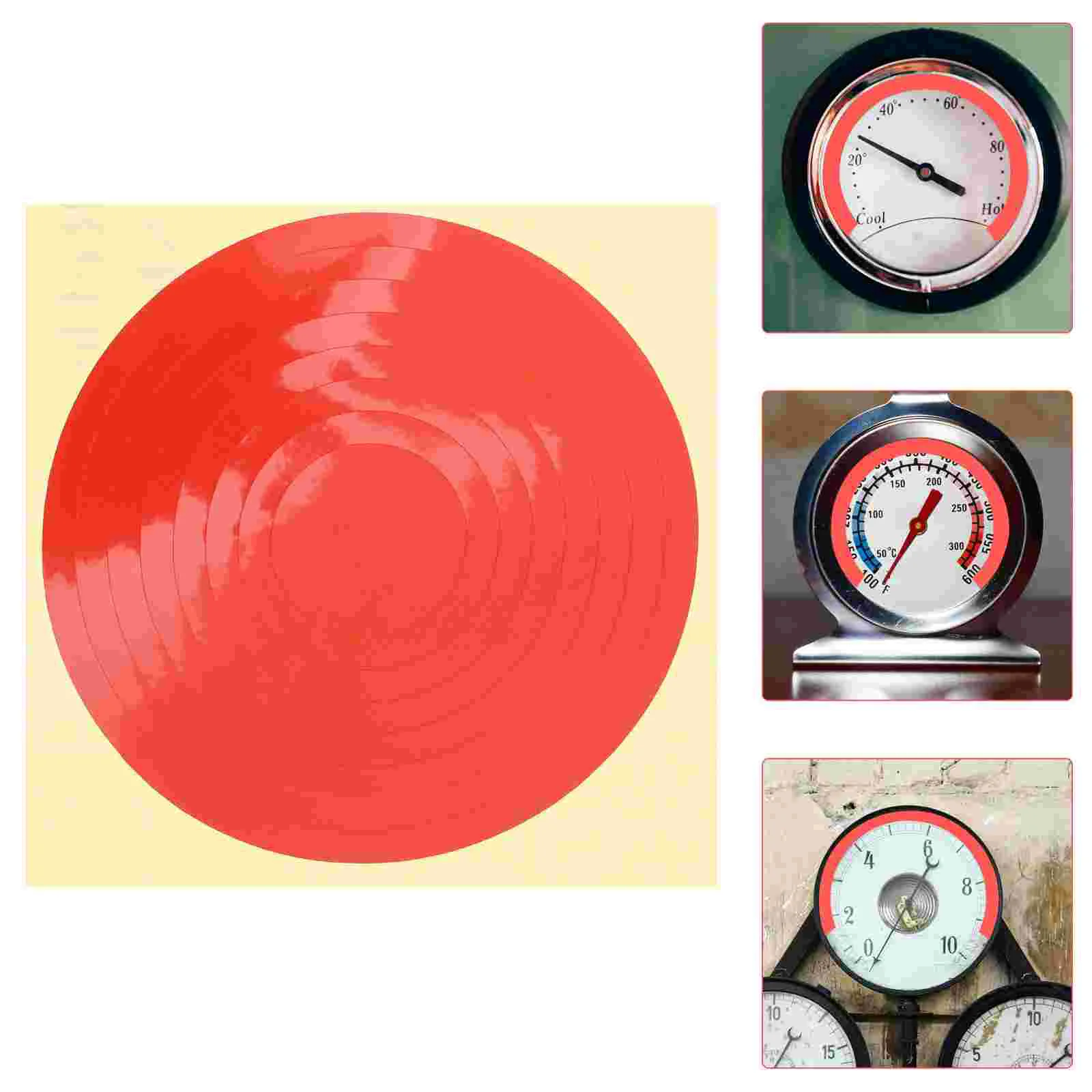 

5 Sheets 10cm Red Round Waterproof Reflective Pressure Gauge Stickers Lasting Adhesive Easy Reading Practical Durability