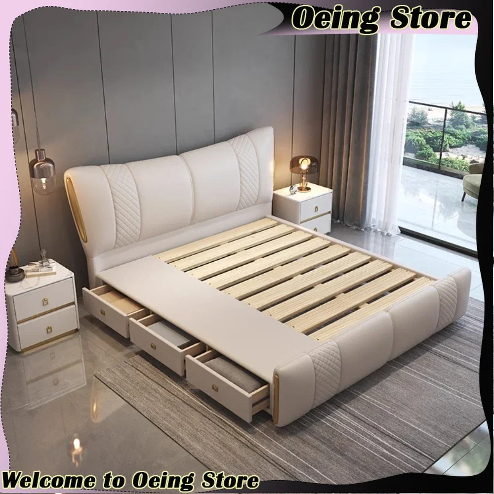 

Nordic Queen Storage Bed Modern Bedroom Sleeping Double Frames Bed Lounge King Size Muebles Para El Hogar Home Furniture