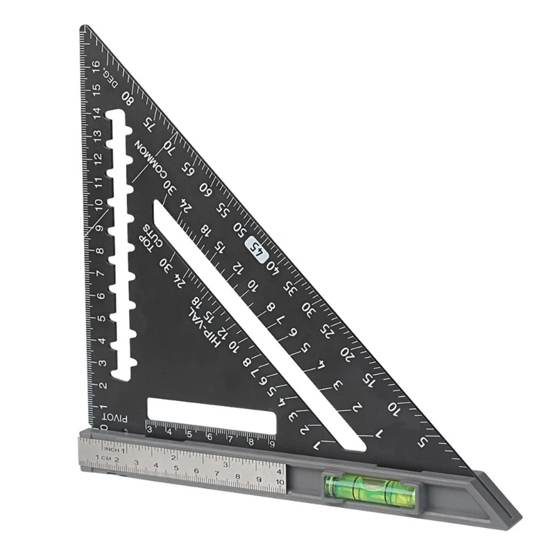 

Ruler with Level Carpenter Square Layout Tool Goniometer Multiangle