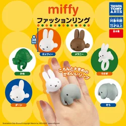 Japanese Gashapon Capsule Toys Miffys Ring Cute Rabbit Turtle Elephant Ring Cartoon Desktop Ornament Collectibles Toys Kids Gift