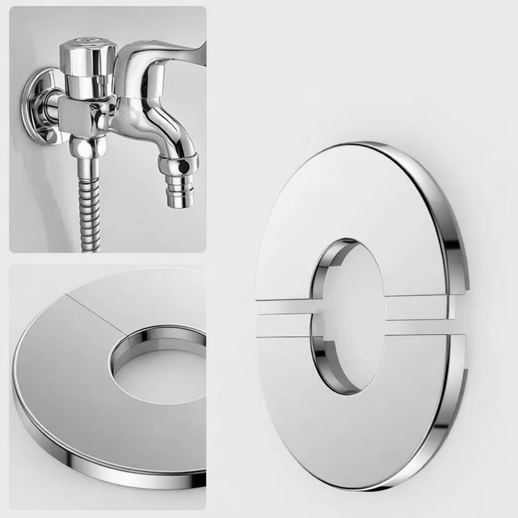 Stainless Steel Split Decorative Wall Plate For Pipe Valve Faucet Air Conditioner Hose Hole Aesthetics Trim Cover
