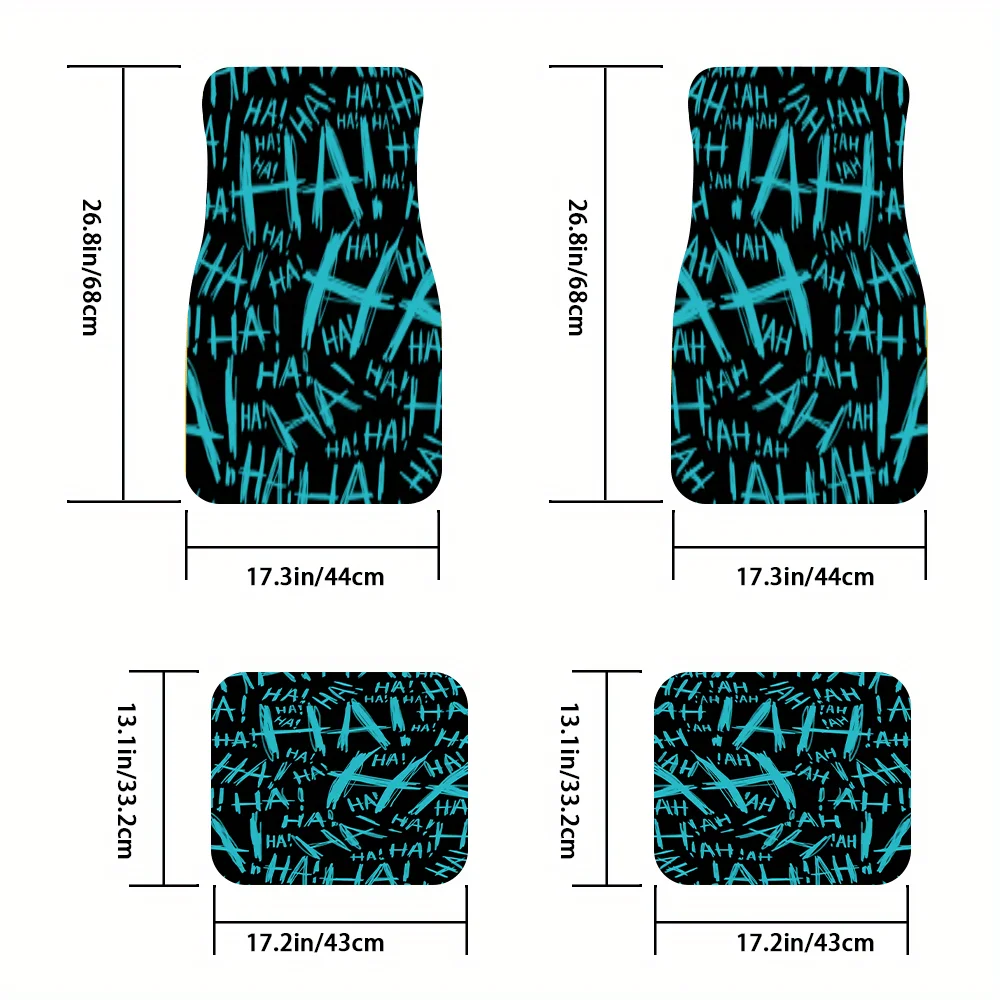 

4pcs Graffiti Letter HA Pattern Design Car Mats Easy To Clean Washable Interior Accessories Fashionable Car Interior, Holiday Gi