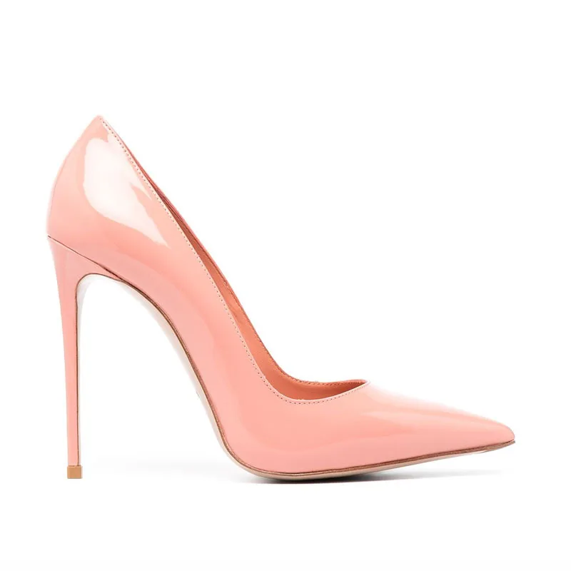Arden Furtado Autumn Royal Blue Patent Leather high-heeled shoes Pointed toe Shallow Super high heel Office lady Single shoe